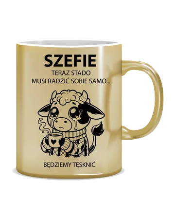 Kubek z płaczącą krówką na pożegnanie szefa